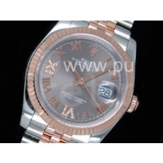 로렉스 데이저스트 36mm 로즈골드 그레이 다이얼 | DateJust 36 SS_RG 116231 RZF Best Edition 904L Steel Gray Dial Diamond Roman Markers on SS_RG Bracelet A2824 - Rolex - Watch Brands