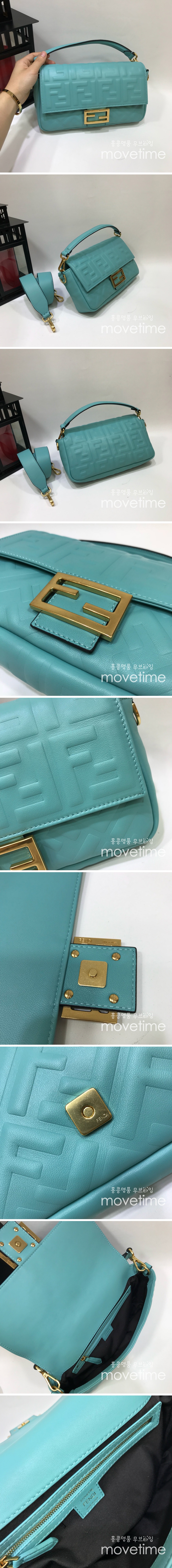 [홍콩명품,FENDI]펜디 22FW FF텍스처 패브릭 바게트 체인 미니백(스카이블루) BGM308, MD, 홍콩명품가방,손목가방,크로스백,핸드백,구매대행,무브타임