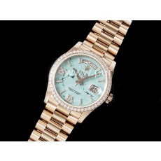 [홍콩명품시계.ROLEX] 로렉스 데이데이트 36mm 로즈골드 다이아몬드 베젤 블루 다이얼
