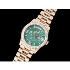 [홍콩명품시계.ROLEX] 로렉스 데이데이트 36mm 로즈골드 다이아몬드 베젤 그린 다이얼