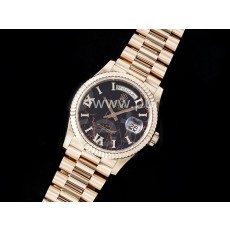 [홍콩명품시계.ROLEX] 로렉스 데이데이트 36mm 로즈골드 다이아몬드 베젤 블랙 다이얼
