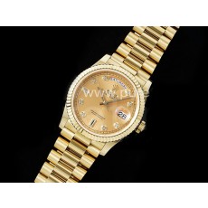 [홍콩명품시계.ROLEX] 로렉스 데이데이트 36mm 옐로우골드 8 포인트 옐로우골드 다이얼