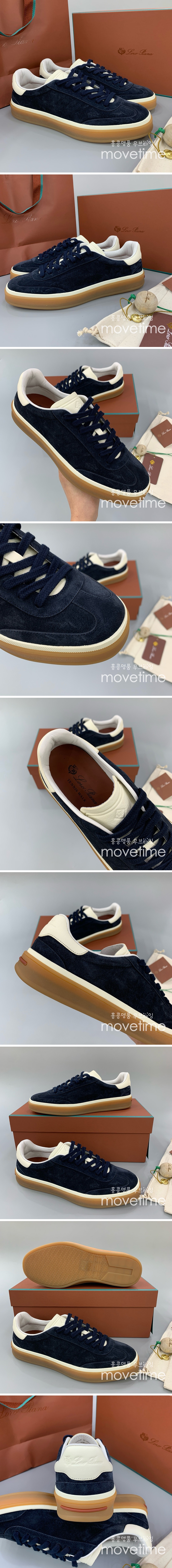[홍콩명품.Loro Piana] 로로피아나 24SS 로고 레더 가죽 스니커즈 운동화 (네이비), SE2698, PMD, 명품스니커즈,운동화,구두,로퍼,하이탑,신발
