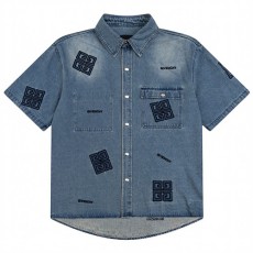 [홍콩명품.GIVENCHY] 지방시 24SS 로고 데님 반팔 남방 셔츠 + 쇼츠 반바지 상하의 세트, BM13635, JU, 홍콩명품의류,구 매대행,온라인명품