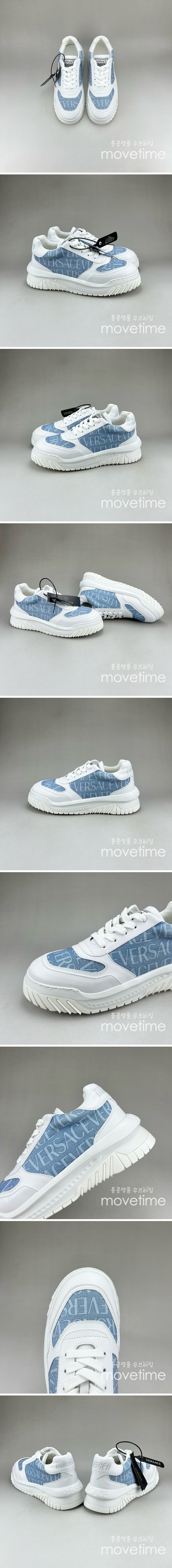 [홍콩명품.VERSACE] 베르사체 24SS 로고 레이어드 스니커즈 운동화 (화이트-데님), SE3891, S3, 명품스니커즈,운동화,구두,로퍼,하이탑,신발