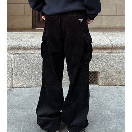 [홍콩명품,PRADA] 프라다 24SS 삼각로고 코드류이 골덴 오버핏 팬츠 바지 (네이비), BM17997, KB, 홍콩명품의류,구매대행,온라인명품