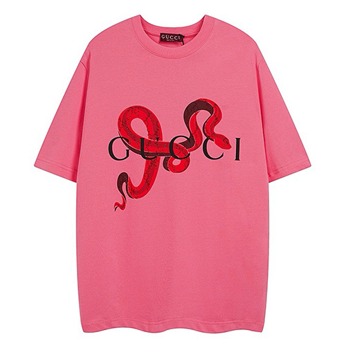 [홍콩명품.Gucci] 구찌 25SS 로고 그래픽 프린트 반팔 티셔츠 (핑크), BM19396, JU, 홍콩명품의류,구매대행,온라인명품