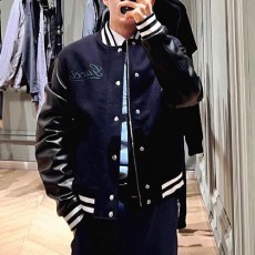 [홍콩명품.Gucci] 구찌 25SS 로고 캐시미어 레더 레이어드 바시티 자켓 (네이비), BM19542, PG, 홍콩명품의류,구매대행,온라인명품