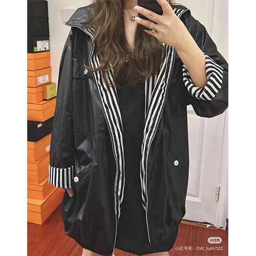 [홍콩명품.CHANEL] 샤넬 25SS 로고 여성 스트라이프 후드 코트 자켓 (블랙), BM19564, PG, 홍콩명품의류,구매대행,온라인명품