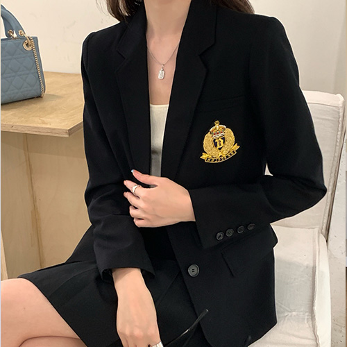 [홍콩명품.Burberry] 버버리 25SS 로고 자수 여성 정장 자켓 (블랙), BM19742, TBG, 홍콩명품의류,구매대행,온라인명품