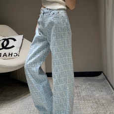 [홍콩명품,FENDI] 펜디 25SS 로고 여성 FF패턴 오버핏 데님 팬츠 진 청바지, BM19747, TBG, 홍콩명품의류,구매대행,온라인명품