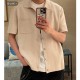 [홍콩명품.LOUIS VUITTON] 루이비통 25SS 로고 버튼 오픈 카라 반팔 티셔츠 (아이보리), BM19794, KB, 홍콩명품의류,구매대행,온라인명품