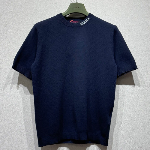 [홍콩명품.Gucci] 구찌 25SS 로고 니트 반팔 티셔츠 (네이비), BM19796, KB, 홍콩명품의류,구매대행,온라인명품