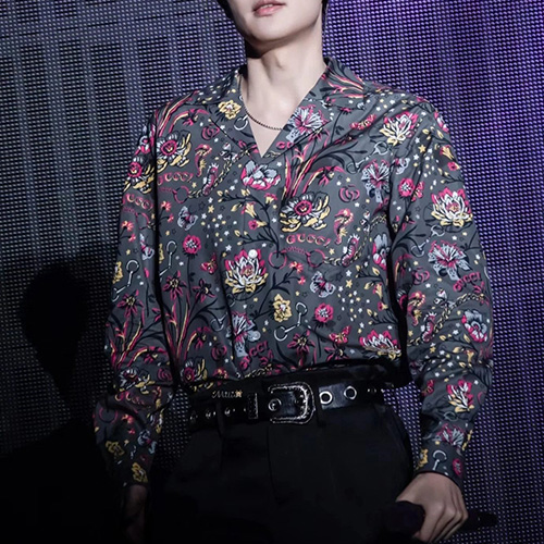 [홍콩명품.Gucci] 구찌 25SS 로고 플라워 패턴 반팔 남방 셔츠 + 쇼츠 반바지 상하의 세트 (다크그레이), BM19822, KB, 홍콩명품의류,구매대행,온라인명품