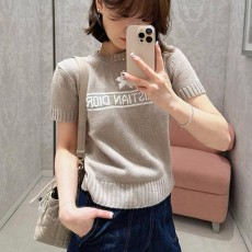 [홍콩명품,Christian Dior] 디올 25SS 로고 여성 니트 반팔 티셔츠 (2컬러), BM19837, 13C, 홍콩명품의류,구매대행,온라인명품