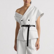 [홍콩명품,Christian Dior] 디올 25SS 로고 여성 벨티드 슬리브리스 자켓 (화이트), BM19841, 13C, 홍콩명품의류,구매대행,온라인명품