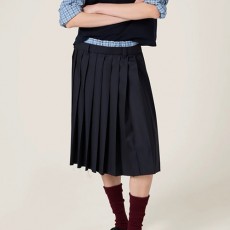 [홍콩명품,MIU MIU] 미우미우 25SS 로고 여성 미디 스커트 (네이비), BM19922, TBG, 홍콩명품의류,구매대행,온라인명품