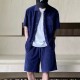 [홍콩명품.LOUIS VUITTON] 루이비통 25SS 로고 다미에 카라 버튼 오픈 반팔 티셔츠 + 쇼츠 반바지 상하의 세트 (네이비), BM19926, KK, 홍콩명품의류,구매대행,온라인명품