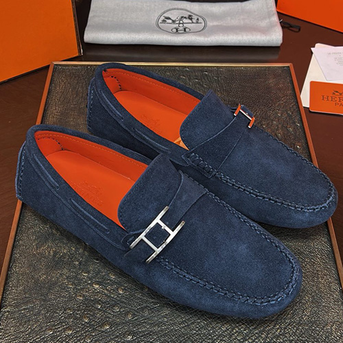 [홍콩명품.Hermes] 에르메스 25SS 로고 레더 가죽 구두 로퍼 (블루), SE4705, S1, 명품스니커즈,운동화,구두,로퍼,하이탑,신발