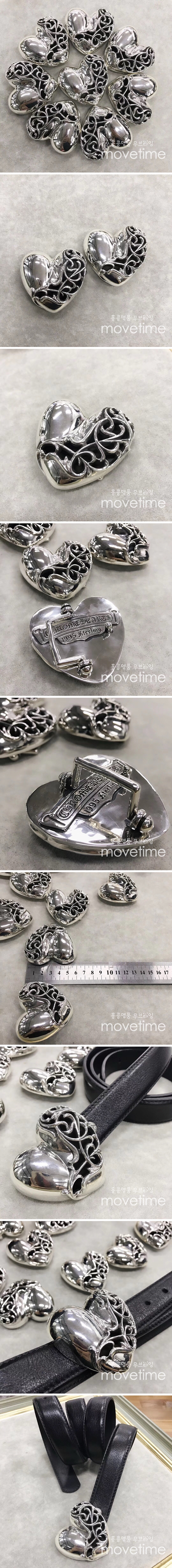 [홍콩명품.Chrome Hearts] 크롬하츠 25SS 로고 925실버 버클 레더 가죽 벨트 (블랙), 3.0cm, BT1425, CR1, 명품레플리카,인터넷쇼핑몰,남자명품,해외직구