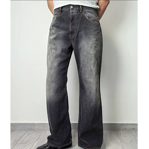 [홍콩명품.ACNE STUDIO] 아크네스튜디오 25SS 로고 워싱 오버핏 데님 팬츠 진 청바지 (블랙), BM20245, KB, 홍콩명품의류,구매대행,온라인명품