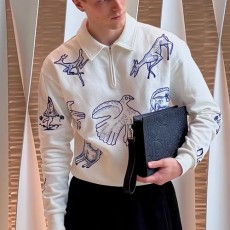 [홍콩명품,Christian Dior] 디올 25SS 로고 자수 하프지퍼 카라 맨투맨 티셔츠 (화이트), BM20284, KB, 홍콩명품의류,구매대행,온라인명품