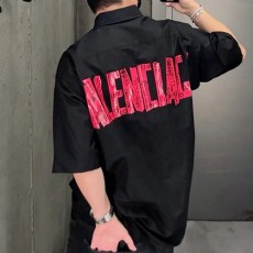 [홍콩명품.BALENCIAGA] 발렌시아가 25SS 로고 테이핑 반팔 남방 셔츠 (블랙), BM20336, JL, 홍콩명품의류,구매대행,온라인명품