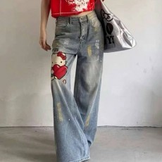 [홍콩명품.CHANEL] 샤넬 25SS 로고 여성 헬로키티 오버핏 데님 팬츠 진 청바지, BM20372, TBG, 홍콩명품의류,구매대행,온라인명품