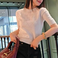 [홍콩명품.Gucci] 구찌 25SS 로고 여성 니트 반팔 티셔츠 (화이트), BM20443, 13C, 홍콩명품의류,구매대행,온라인명품