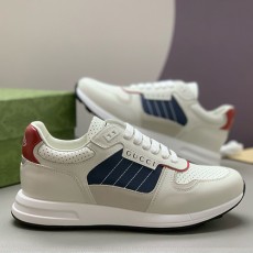 [홍콩명품.Gucci] 구찌 25SS 로고 레더 가죽 스니커즈 운동화 (화이트-네이비), SE4736, PMD, 명품스니커즈,운동화,구두,로퍼,하이탑,신발