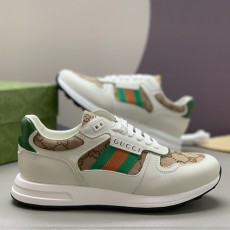 [홍콩명품.Gucci] 구찌 25SS 로고 레더 가죽 스니커즈 운동화 (화이트-카라멜), SE4739, PMD, 명품스니커즈,운동화,구두,로퍼,하이탑,신발