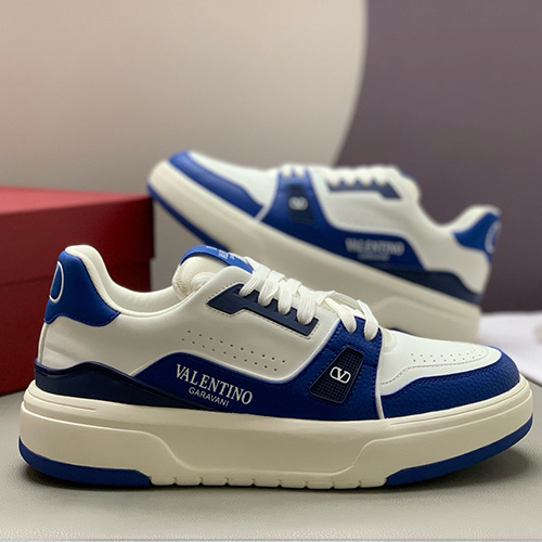 [홍콩명품.Valentino] 발렌티노 25SS 로고 남여 레더 가죽 스니커즈 운동화 (화이트-블루), SE4751, PMD, 명품스니커즈,운동화,구두,로퍼,하이탑,신발
