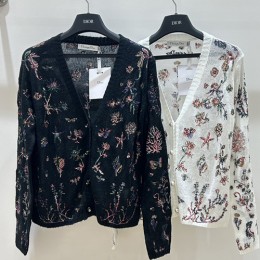 [홍콩명품,Christian Dior] 디올 25SS 로고 여성 플라워 패턴 V넥 니트 가디건 (2컬러), BM20595, GBG, 홍콩명품의류,구매대행,온라인명품
