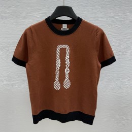 [홍콩명품.Hermes] 에르메스 25SS 로고 여성 니트 반팔 티셔츠 (3컬러), BM20597, GBG, 홍콩명품의류,구매대행,온라인명품