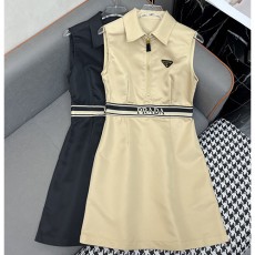[홍콩명품,PRADA] 프라다 25SS 삼각로고 여성 나일론 슬리브리스 카라 원피스 (2컬러), BM20602, GBG, 홍콩명품의류,구매대행,온라인명품