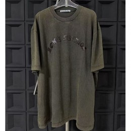 [홍콩명품.ACNE STUDIO] 아크네스튜디오 25SS 로고 레더 장식 반팔 티셔츠 (카키), BM20606, X2, 홍콩명품의류,구매대행,온라인명품