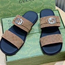 [홍콩명품.Gucci] 구찌 25SS 로고 LIDO 레더 가죽 샌들 슬리퍼 (브라운), SE4859, S2, 명품스니커즈,운동화,구두,로퍼,하이탑,신발