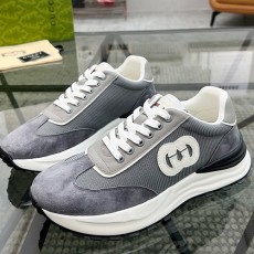 [홍콩명품.Gucci] 구찌 25SS 로고 레더 가죽 스니커즈 운동화 (그레이), SE4860, S2, 명품스니커즈,운동화,구두,로퍼,하이탑,신발