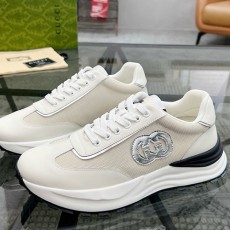 [홍콩명품.Gucci] 구찌 25SS 로고 레더 가죽 스니커즈 운동화 (화이트), SE4862, S2, 명품스니커즈,운동화,구두,로퍼,하이탑,신발