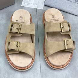 [홍콩명품.Brunello Cucinelli ] 브루넬로 쿠치넬리 25SS 로고 레더 가죽 샌들 슬리퍼 (3컬러), SE4886, S2, 명품스니커즈,운동화,구두,로퍼,하이탑,신발
