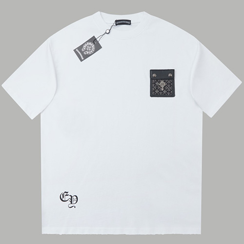 [홍콩명품.Chrome Hearts] 크롬하츠 25SS 로고 레더 포켓 반팔 티셔츠 (2컬러), BM20616, JU, 홍콩명품의류,구매대행,온라인명품