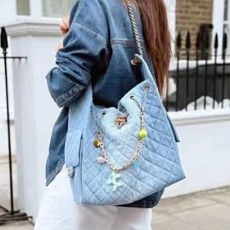 [홍콩명품.CHANEL] 샤넬 25SS 로고 퀄팅 25s 25bag 토트백 크로스백 (연청-금장), BGM4721, BDA, 홍콩명품가방,명품쇼핑몰,크로스백,핸드백,구매대행