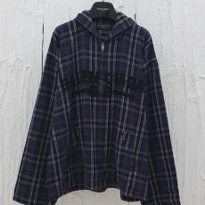 [홍콩명품.BALENCIAGA] 발렌시아가 25SS 로고 체크패턴 후드 집업 셔츠 자켓 (블루), BM20746, KB, 홍콩명품의류,구매대행,온라인명품