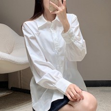 [홍콩명품,PRADA] 프라다 25SS 삼각로고 자수 여성 남방 셔츠 (화이트), BM20775, TBG, 홍콩명품의류,구매대행,온라인명품