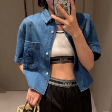 [홍콩명품.LOEWE] 로에베 25SS 로고 여성 쇼트 데님 반팔 남방 셔츠, BM20791, TBG, 홍콩명품의류,구매대행,온라인명품