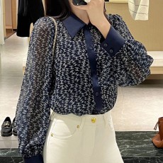 [홍콩명품.CHANEL] 샤넬 25SS 로고 패턴 여성 블라우스 남방 셔츠 (네이비-2pcs), BM20797, TBG, 홍콩명품의류,구매대행,온라인명품