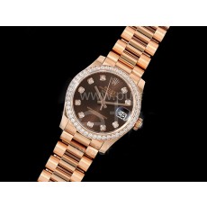 [홍콩명품. ROLEX] 로렉스 데이저스트 여성용 31mm 로즈골드 다이아몬드 베젤 브라운 다이얼 여자시계