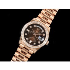 [홍콩명품. ROLEX] 로렉스 롤렉스 데이데이트 36mm 로즈골드 다이아몬드 베젤 브라운 다이얼
