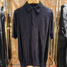 [홍콩명품.D&G] 돌체앤가바나 25SS 로고 패턴 카라 폴로 니트 반팔 티셔츠 (블랙), BM20896, JU, 홍콩명품의류,구매대행,온라인명품