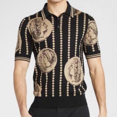 [홍콩명품.D&G] 돌체앤가바나 25SS 로고 패턴 카라 폴로 니트 반팔 티셔츠 (블랙), BM20898, JU, 홍콩명품의류,구매대행,온라인명품